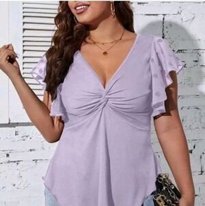 Lavender Flutter Sleeve Top